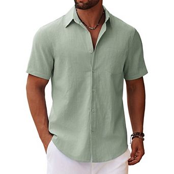 COOFANDY Button Up Shirts Short Sleeve Casual Beach Shirts Resort Wear Holiday Shirt