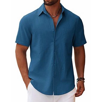 COOFANDY Button Up Shirts Short Sleeve Casual Beach Shirts Resort Wear Holiday Shirt