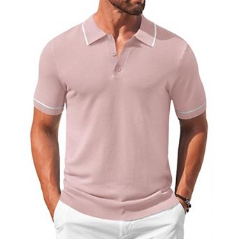 COOFANDY Men Knit Polo T Shirts Vintage Short Sleeve Crochet Polo Shirts Casual Workout Sweaters