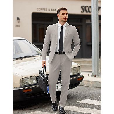 COOFANDY Mens 2 Piece Suit Slim Fit Button Formal Jacket Suits Pants Set for Wedding Business Prom