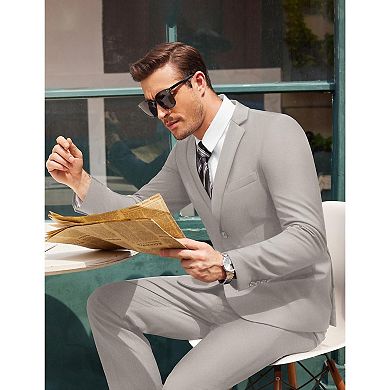 COOFANDY Mens 2 Piece Suit Slim Fit Button Formal Jacket Suits Pants Set for Wedding Business Prom