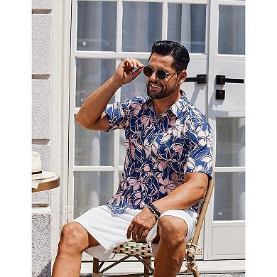 COOFANDY Mens Hawaiian Shirts Short Sleeve Casual Button Down Tropical Beach Shirt
