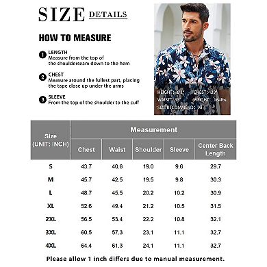 COOFANDY Mens Hawaiian Shirts Short Sleeve Casual Button Down Tropical Beach Shirt