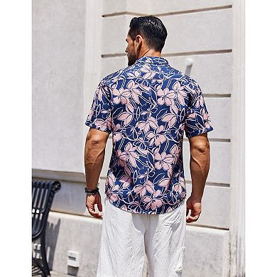 COOFANDY Mens Hawaiian Shirts Short Sleeve Casual Button Down Tropical Beach Shirt