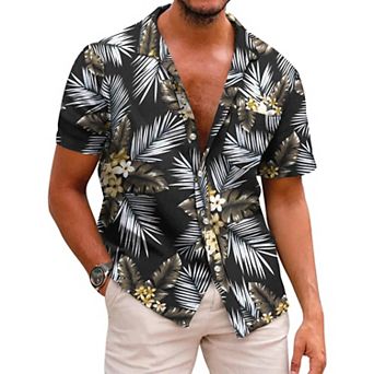 COOFANDY Mens Hawaiian Shirts Short Sleeve Casual Button Down Tropical Beach Shirt