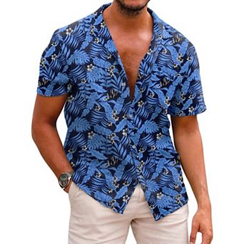 COOFANDY Mens Hawaiian Shirts Short Sleeve Casual Button Down Tropical Beach Shirt