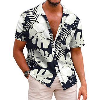 COOFANDY Mens Hawaiian Shirts Short Sleeve Casual Button Down Tropical Beach Shirt