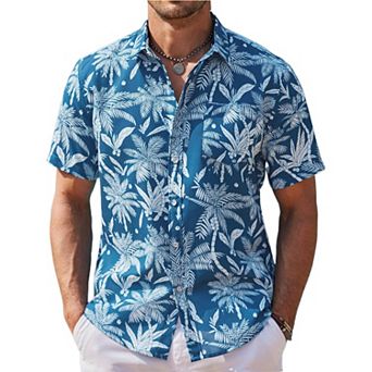 COOFANDY Mens Hawaiian Shirts Short Sleeve Casual Button Down Tropical Beach Shirt