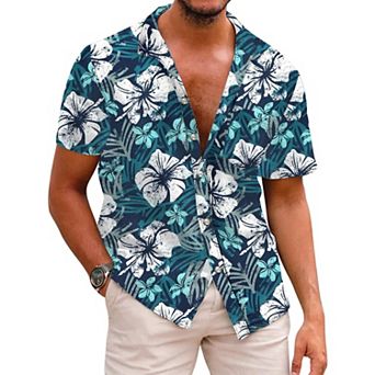 COOFANDY Mens Hawaiian Shirts Short Sleeve Casual Button Down Tropical Beach Shirt