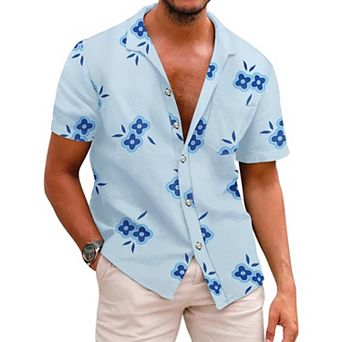 COOFANDY Mens Hawaiian Shirts Short Sleeve Casual Button Down Tropical Beach Shirt