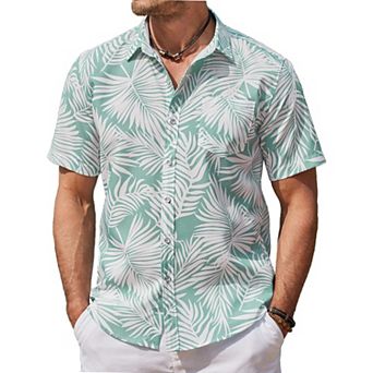 COOFANDY Mens Hawaiian Shirts Short Sleeve Casual Button Down Tropical Beach Shirt