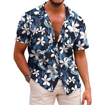 COOFANDY Mens Hawaiian Shirts Short Sleeve Casual Button Down Tropical Beach Shirt