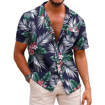 COOFANDY Mens Hawaiian Shirts Short Sleeve Casual Button Down Tropical Beach Shirt