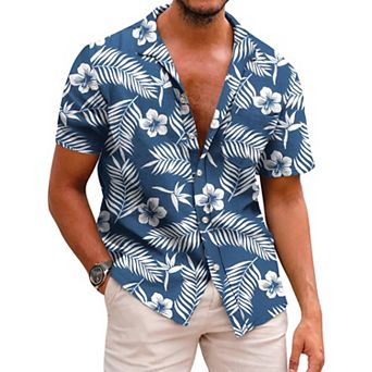 COOFANDY Mens Hawaiian Shirts Short Sleeve Casual Button Down Tropical Beach Shirt