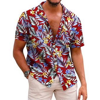COOFANDY Mens Hawaiian Shirts Short Sleeve Casual Button Down Tropical Beach Shirt
