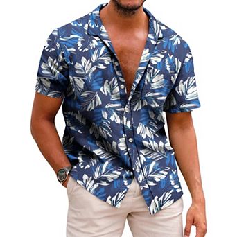 COOFANDY Mens Hawaiian Shirts Short Sleeve Casual Button Down Tropical Beach Shirt
