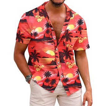 COOFANDY Mens Hawaiian Shirts Short Sleeve Casual Button Down Tropical Beach Shirt