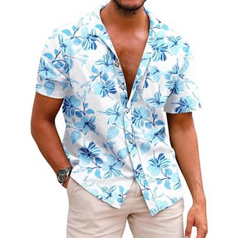 COOFANDY Mens Hawaiian Shirts Short Sleeve Casual Button Down Tropical Beach Shirt