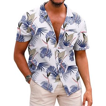 COOFANDY Mens Hawaiian Shirts Short Sleeve Casual Button Down Tropical Beach Shirt