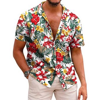 COOFANDY Mens Hawaiian Shirts Short Sleeve Casual Button Down Tropical Beach Shirt