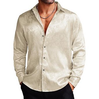COOFANDY Mens Silk Dress Shirt Button Down Wrinkle Free Fashion Luxury
