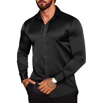 COOFANDY Mens Silk Dress Shirt Button Down Wrinkle Free Fashion Luxury
