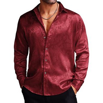 COOFANDY Mens Silk Dress Shirt Button Down Wrinkle Free Fashion Luxury