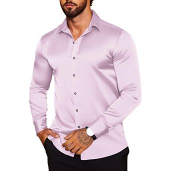 COOFANDY Mens Silk Dress Shirt Button Down Wrinkle Free Fashion Luxury