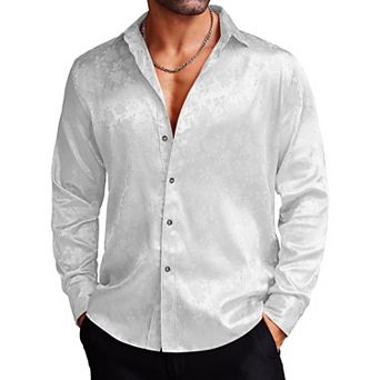 COOFANDY Mens Silk Dress Shirt Button Down Wrinkle Free Fashion Luxury