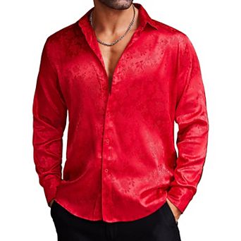 COOFANDY Mens Silk Dress Shirt Button Down Wrinkle Free Fashion Luxury