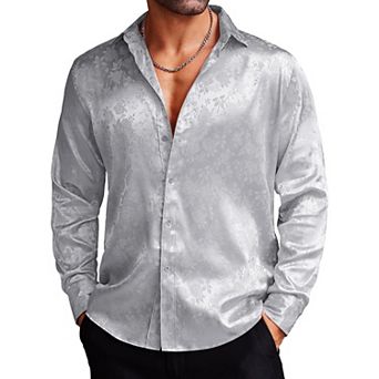 COOFANDY Mens Silk Dress Shirt Button Down Wrinkle Free Fashion Luxury
