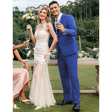 COOFANDY Men's 2 Piece Suits Classic Fit Button Dress Suits Tuxedo Jacket for Wedding Business Prom