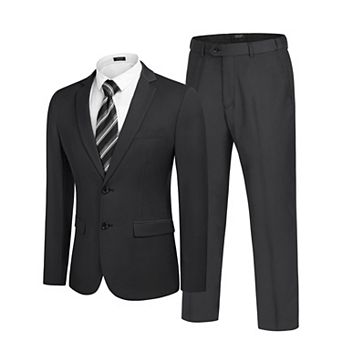 COOFANDY Men's 2 pc Suits Classic Fit Button Dress Suits Tuxedo Jacket for Wedding Business Prom