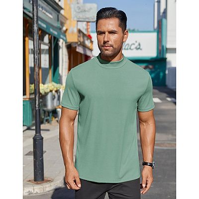 COOFANDY Men's Mock Neck T-Shirt Short Sleeve Casual Basic Tops