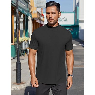 COOFANDY Men's Mock Neck T-Shirt Short Sleeve Casual Basic Tops Half Turtleneck Pullover Solid Tee