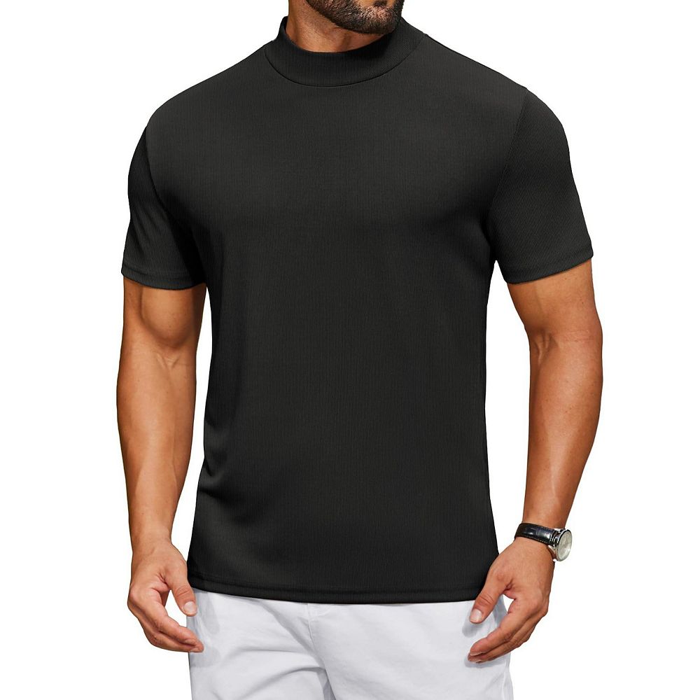 COOFANDY Men's Mock Neck T-Shirt Short Sleeve Casual Basic Tops