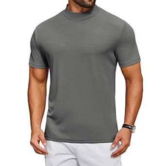 COOFANDY Men's Mock Neck T-Shirt Short Sleeve Casual Basic Tops Half Turtleneck Pullover Solid Tee