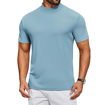 COOFANDY Men's Mock Neck T-Shirt Short Sleeve Casual Basic Tops Half Turtleneck Pullover Solid Tee