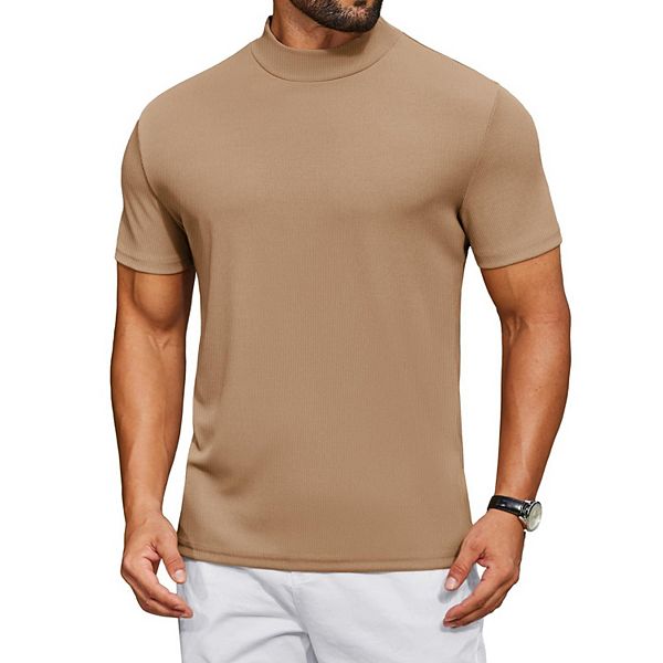 COOFANDY Men's Mock Neck T-Shirt Short Sleeve Casual Basic Tops