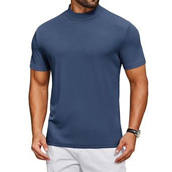 COOFANDY Men's Mock Neck T-Shirt Short Sleeve Casual Basic Tops Half Turtleneck Pullover Solid Tee