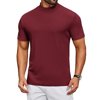 COOFANDY Men's Mock Neck T-Shirt Short Sleeve Casual Basic Tops Half Turtleneck Pullover Solid Tee