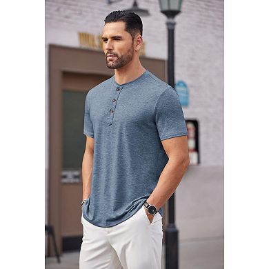 COOFANDY Men's Short Sleeve Henley Shirts Basic Tee Summer Solid T Shirts Button Henley