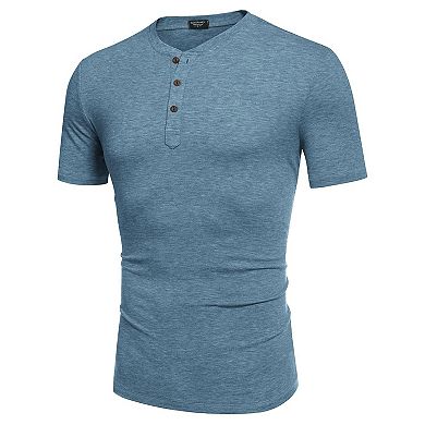 COOFANDY Men's Short Sleeve Henley Shirts Basic Tee Summer Solid T Shirts Button Henley