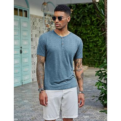 COOFANDY Men's Short Sleeve Henley Shirts Basic Tee Summer Solid T Shirts Button Henley
