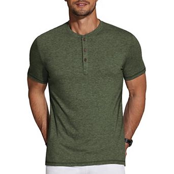 COOFANDY Men's Short Sleeve Henley Shirts Basic Tee Summer Solid T Shirts Button Henley