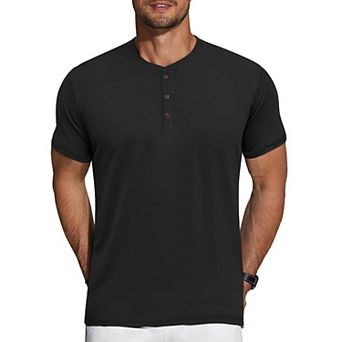 COOFANDY Men's Short Sleeve Henley Shirts Basic Tee Summer Solid T Shirts Button Henley