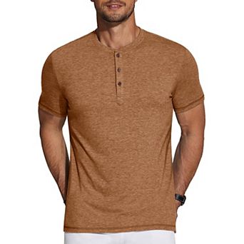 COOFANDY Men's Short Sleeve Henley Shirts Basic Tee Summer Solid T Shirts Button Henley