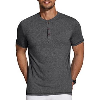 COOFANDY Men's Short Sleeve Henley Shirts Basic Tee Summer Solid T Shirts Button Henley