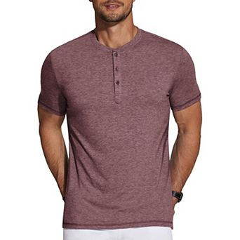 COOFANDY Men's Short Sleeve Henley Shirts Basic Tee Summer Solid T Shirts Button Henley