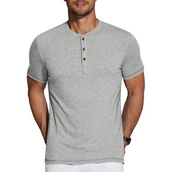 COOFANDY Men's Short Sleeve Henley Shirts Basic Tee Summer Solid T Shirts Button Henley